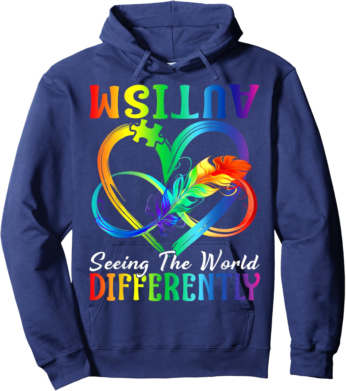 Seeing the World differently Autism Awareness Infinity Hoodie - Hoodie | Navy