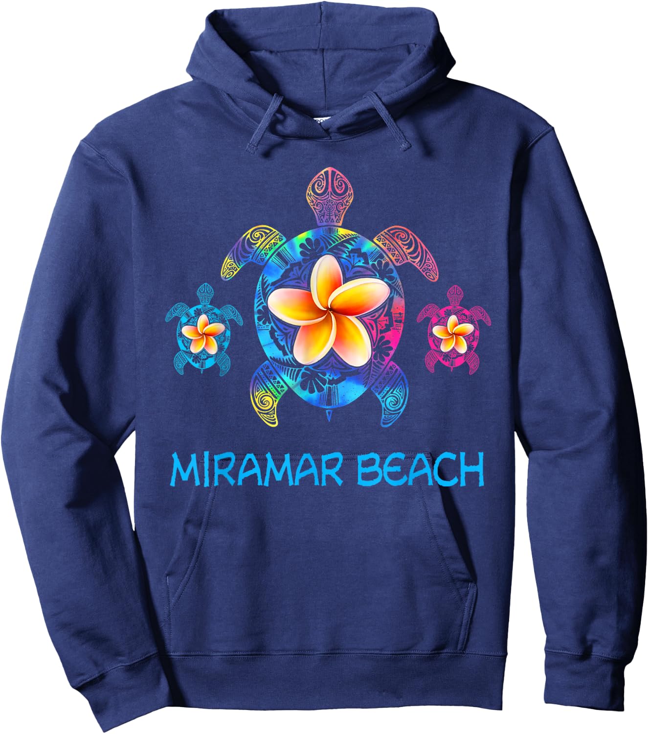 Miramar Beach Florida 2026 Tribal Tie Dye Sea Turtle Hoodie - Hoodie | Navy
