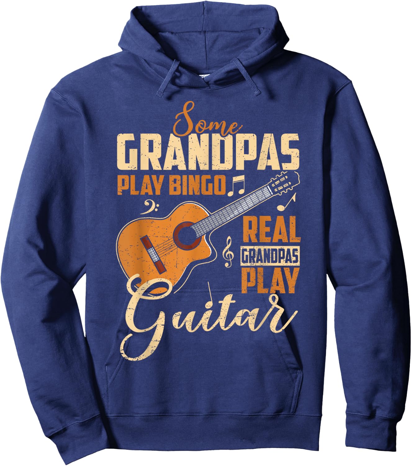 Some Play Bingo Real Grandpas Play Guitar Funny Father's Day Hoodie - Hoodie | Navy