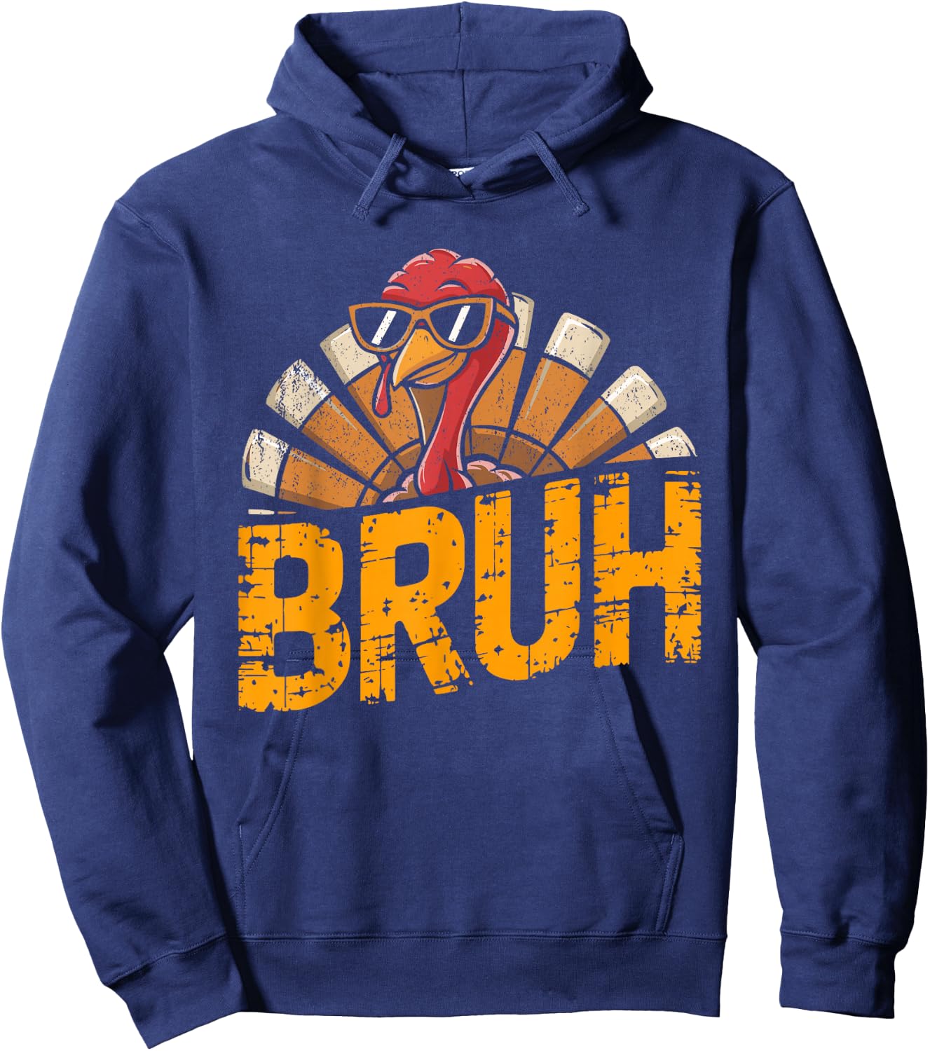 Bruh Funny Thanksgiving Cool Turkey For Boys Hoodie - Hoodie | Navy