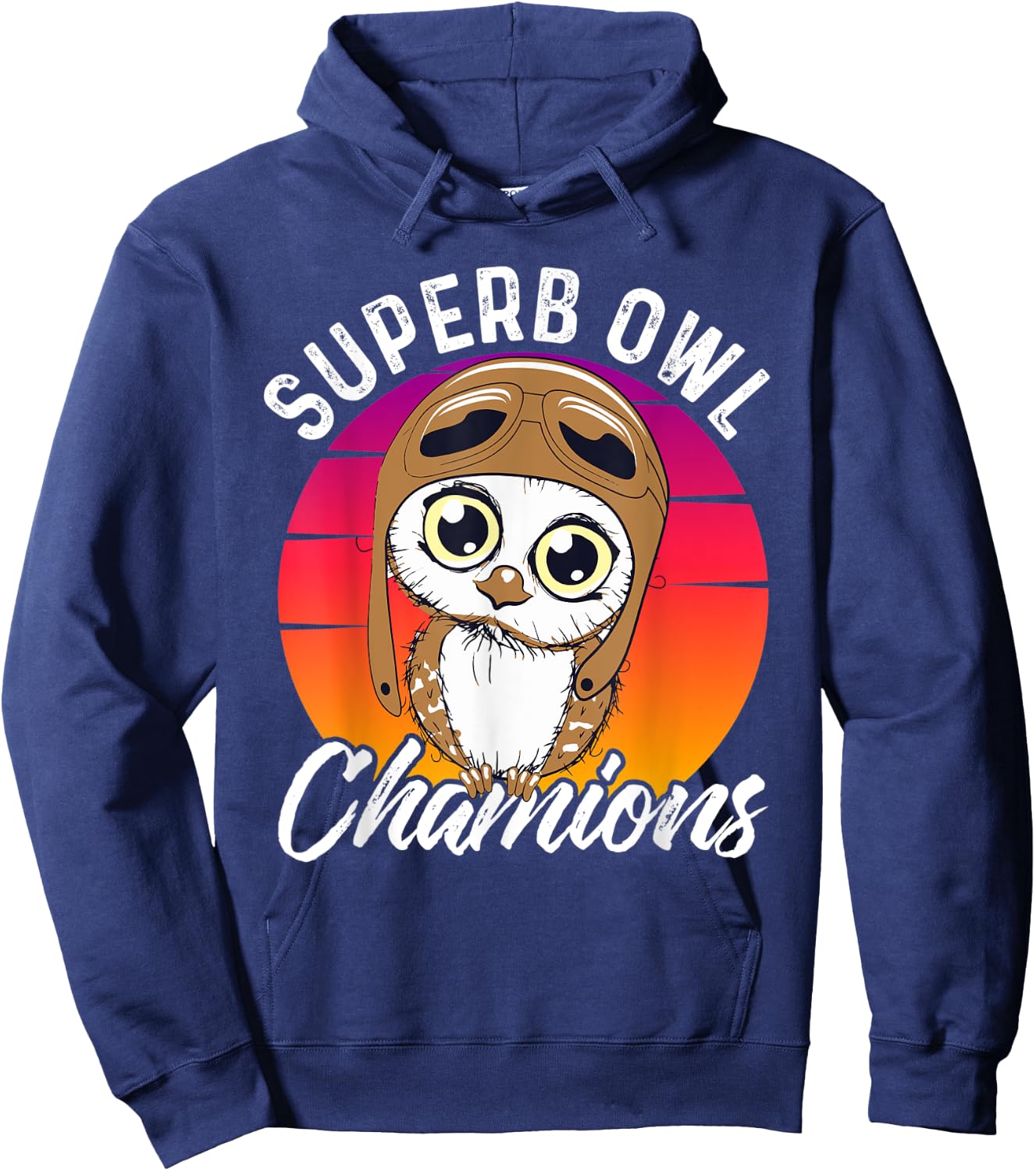 Superb Owl Champions | Sarcastic Owl Game Day Football Pun Hoodie - Hoodie | Navy