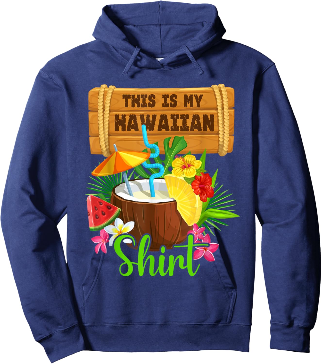 This Is My Hawaiian Luau Aloha Hawaii Summer Beach Men Women , Black, S Hoodie - Hoodie | Navy