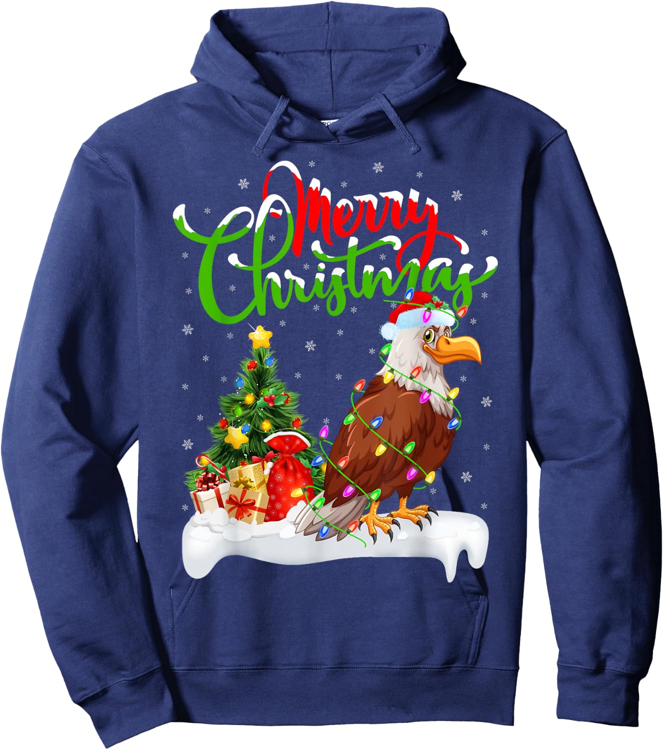 Bald Eagle Bird Lover Xmas Lighting Bald Eagle Christmas Hoodie - Hoodie | Navy