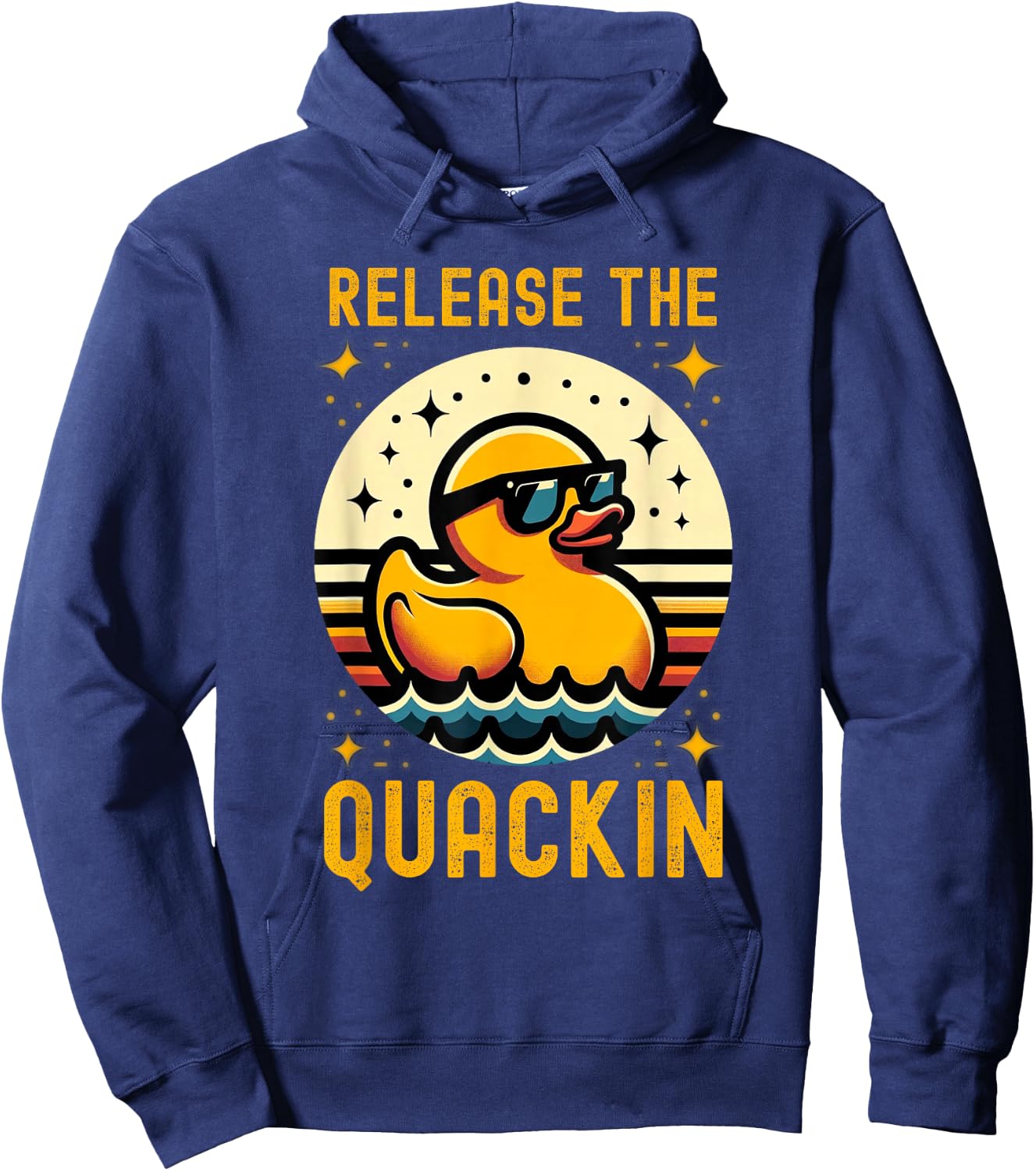 Release The Quackin Funny Duck Lover Rubber Retro Cute Ducky Hoodie - Hoodie | Navy
