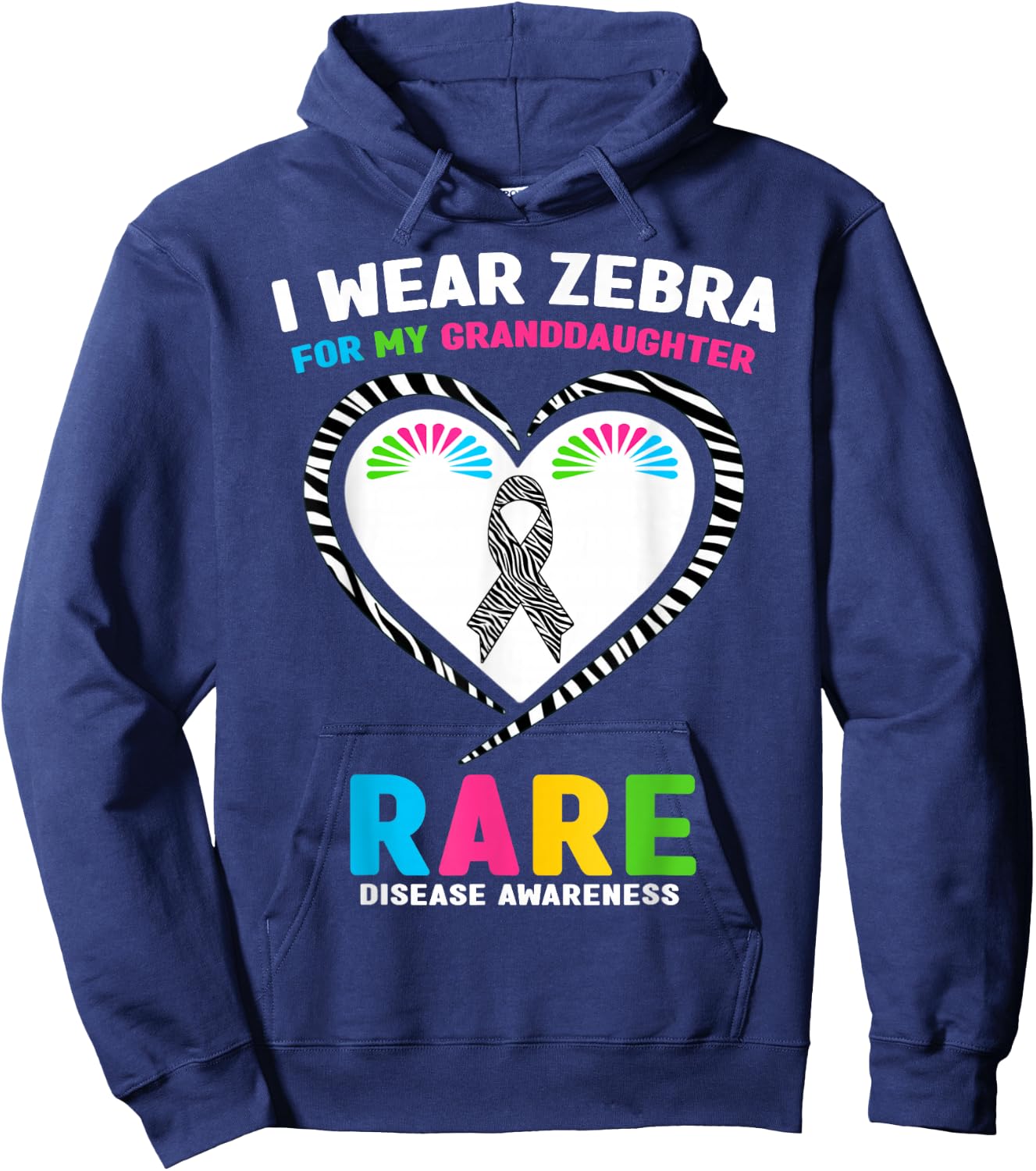 I Wear Zebra for My Granddaughter Rare Disease Day 2026 Hoodie - Hoodie | Navy