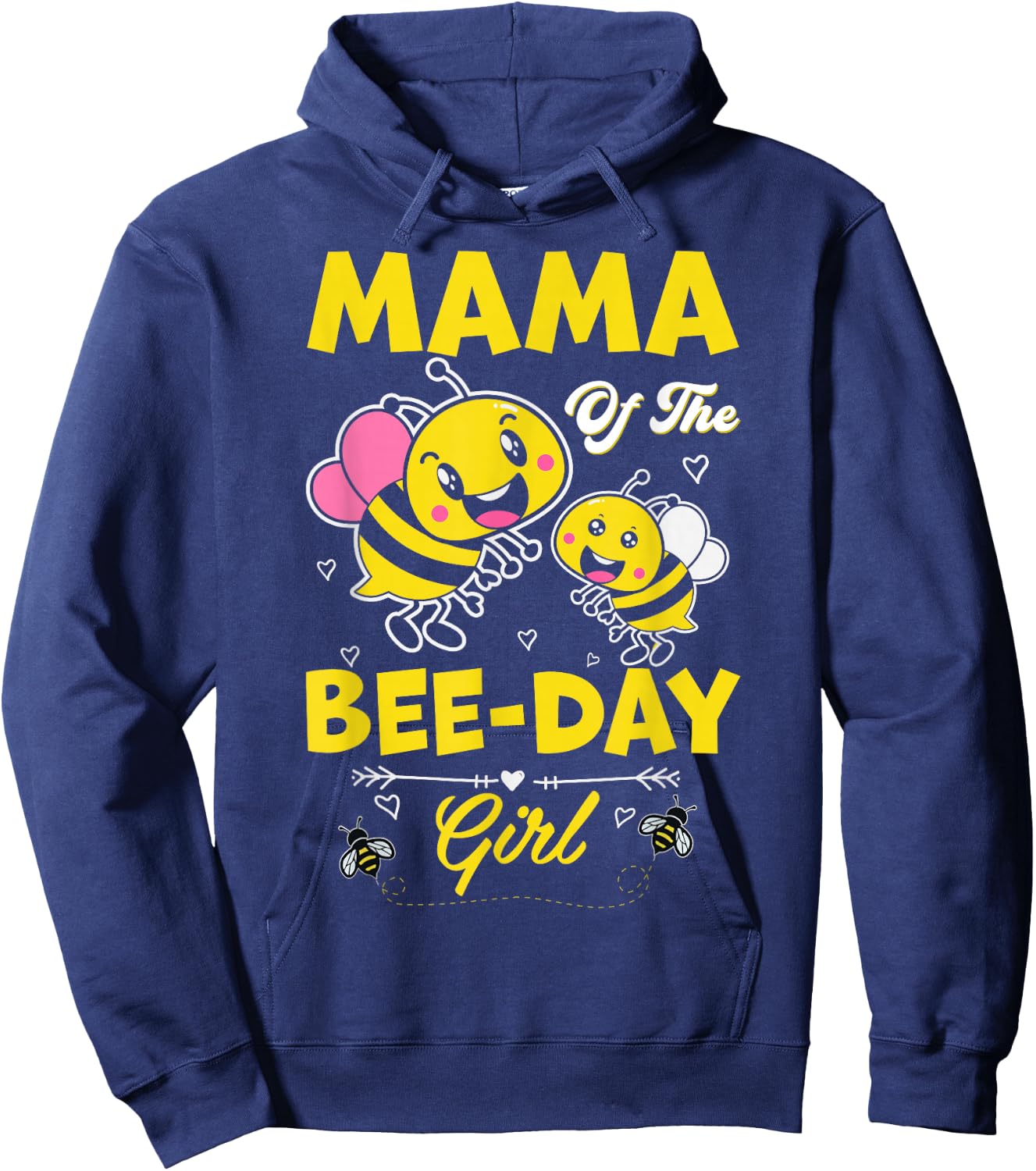 Mama Of The Bee Day Girl Family Matching Birthday Mom Mommy Hoodie - Hoodie | Navy