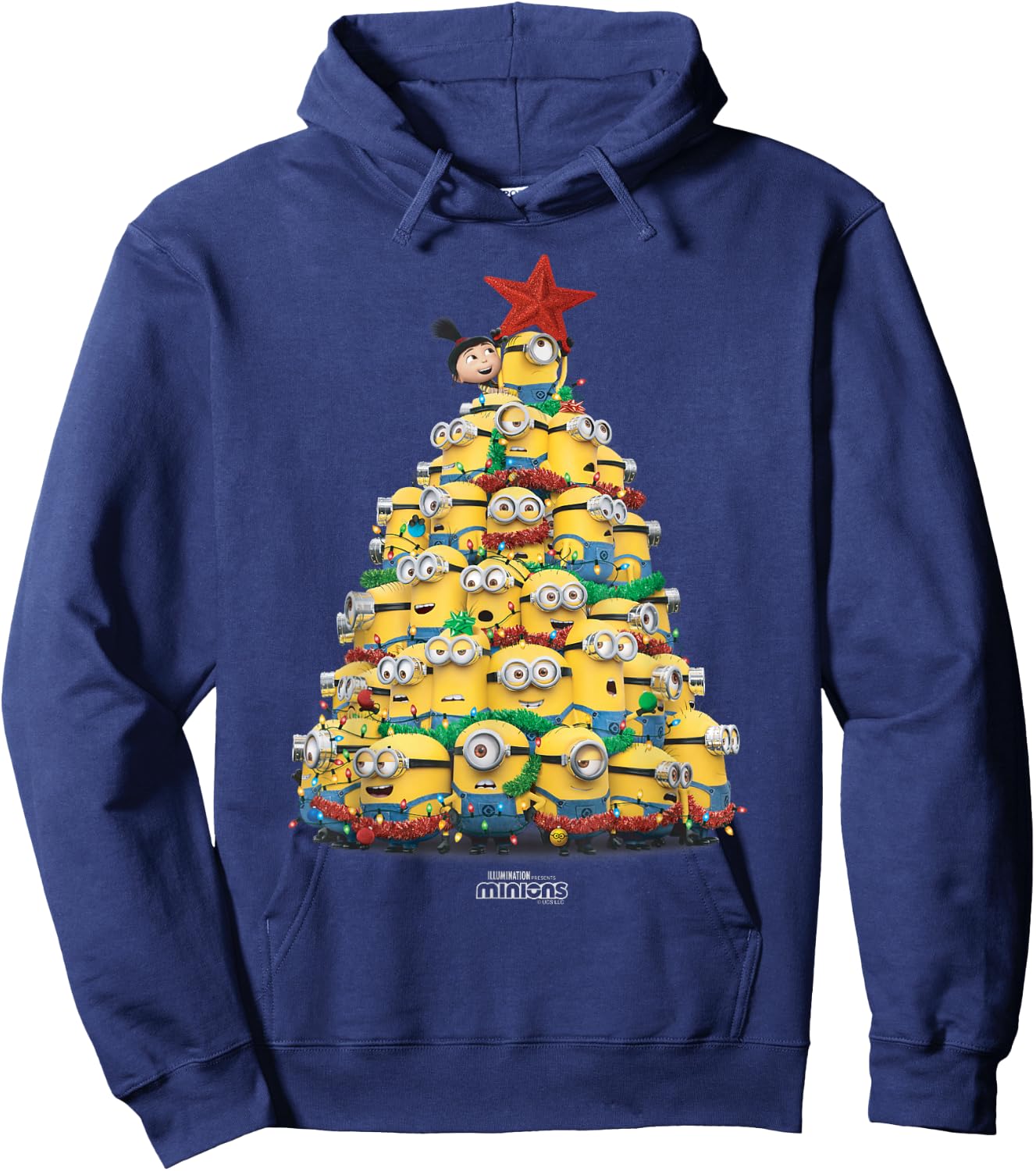 Minions Christmas Tree , black Hoodie - Hoodie | Navy