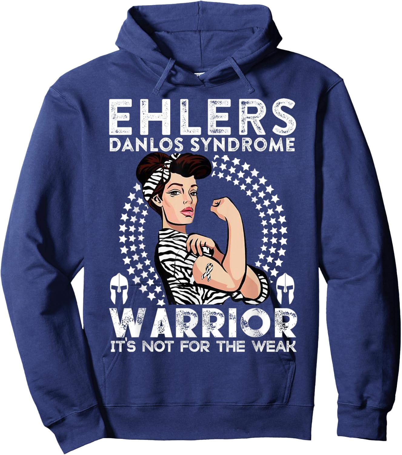 EDS Awareness Warrior Zebra Gift Ehlers Danlos Syndrome Hoodie - Hoodie | Navy
