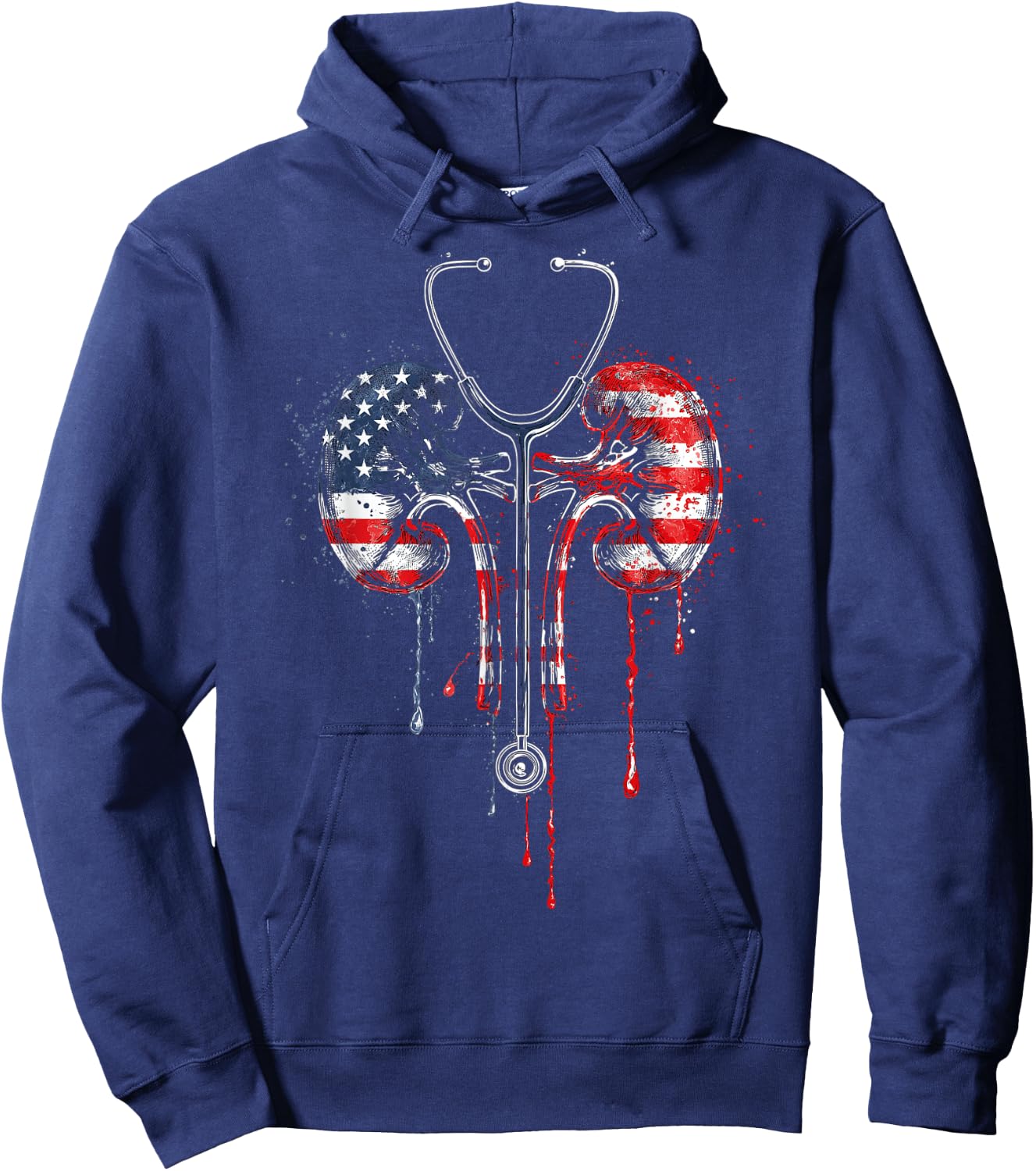 Dialysis Nurse Technician Tech American Flag USA Drip Lover Hoodie - Hoodie | Navy