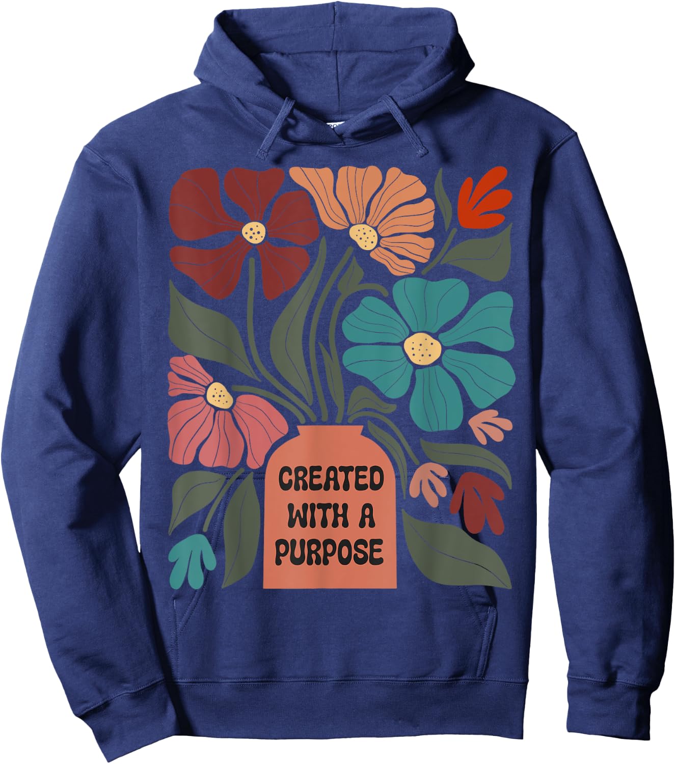 Inspirational Boho Created With A Purpose Positive Message Hoodie - Hoodie | Navy