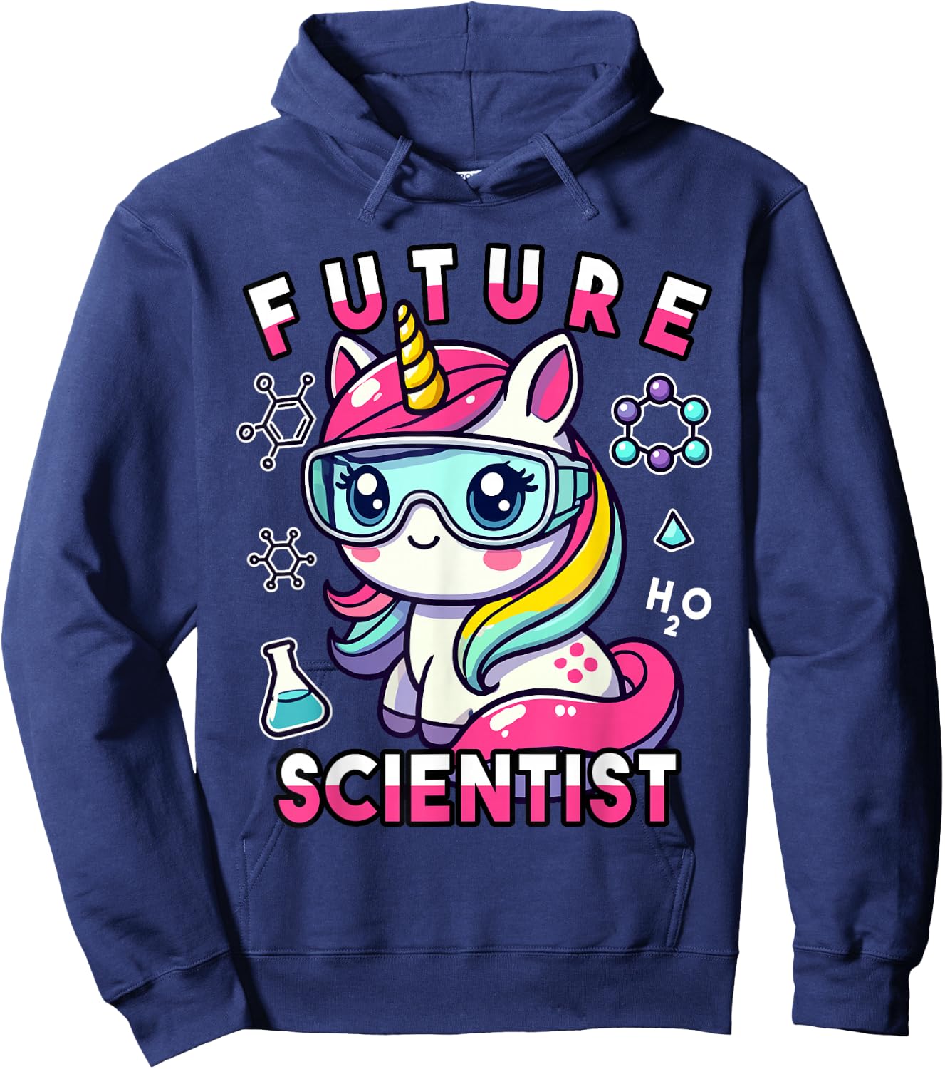 Future Scientist Girls Unicorn Lab Graphic Hoodie - Hoodie | Navy