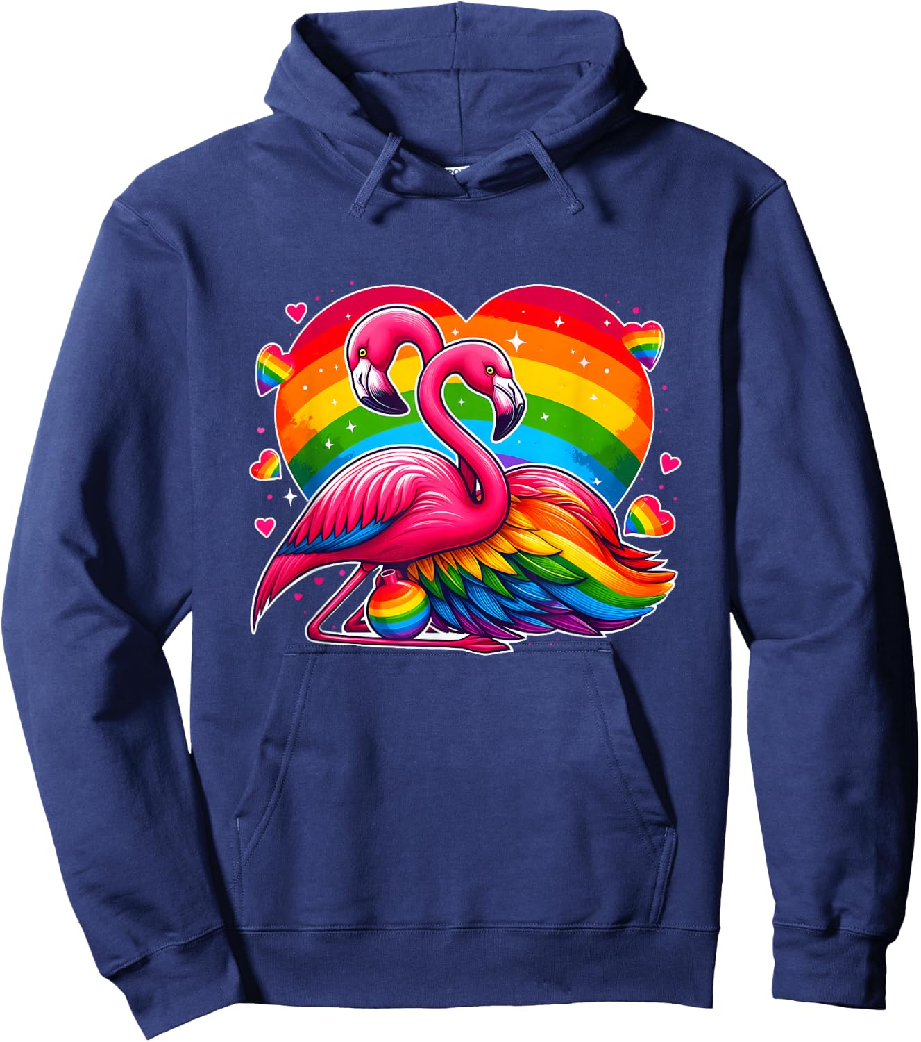 Gay Pride Pink Flamingo LGBT Pride Rainbow Flamingo Lover Hoodie - Hoodie | Navy