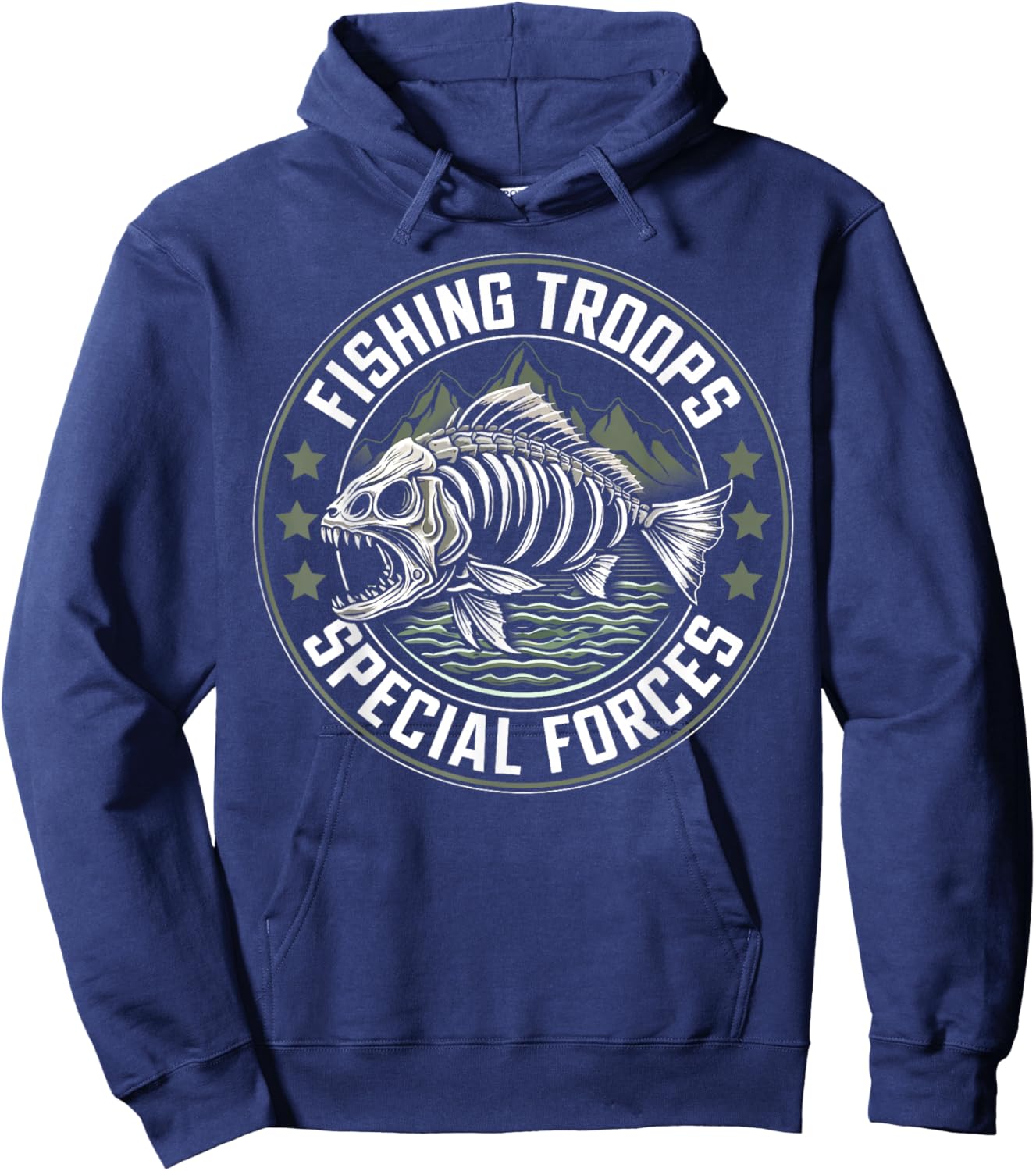 Fishing Troops Special Forces Funny Fisherman Saying , black Hoodie - Hoodie | Navy
