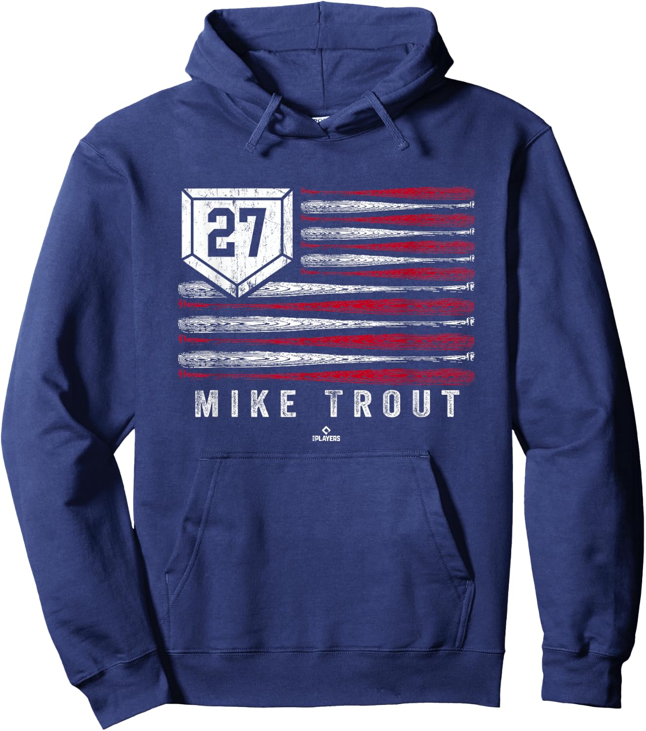 Vintage US Flag Baseball Stripes Mike Trout Los Angeles Hoodie - Hoodie | Navy