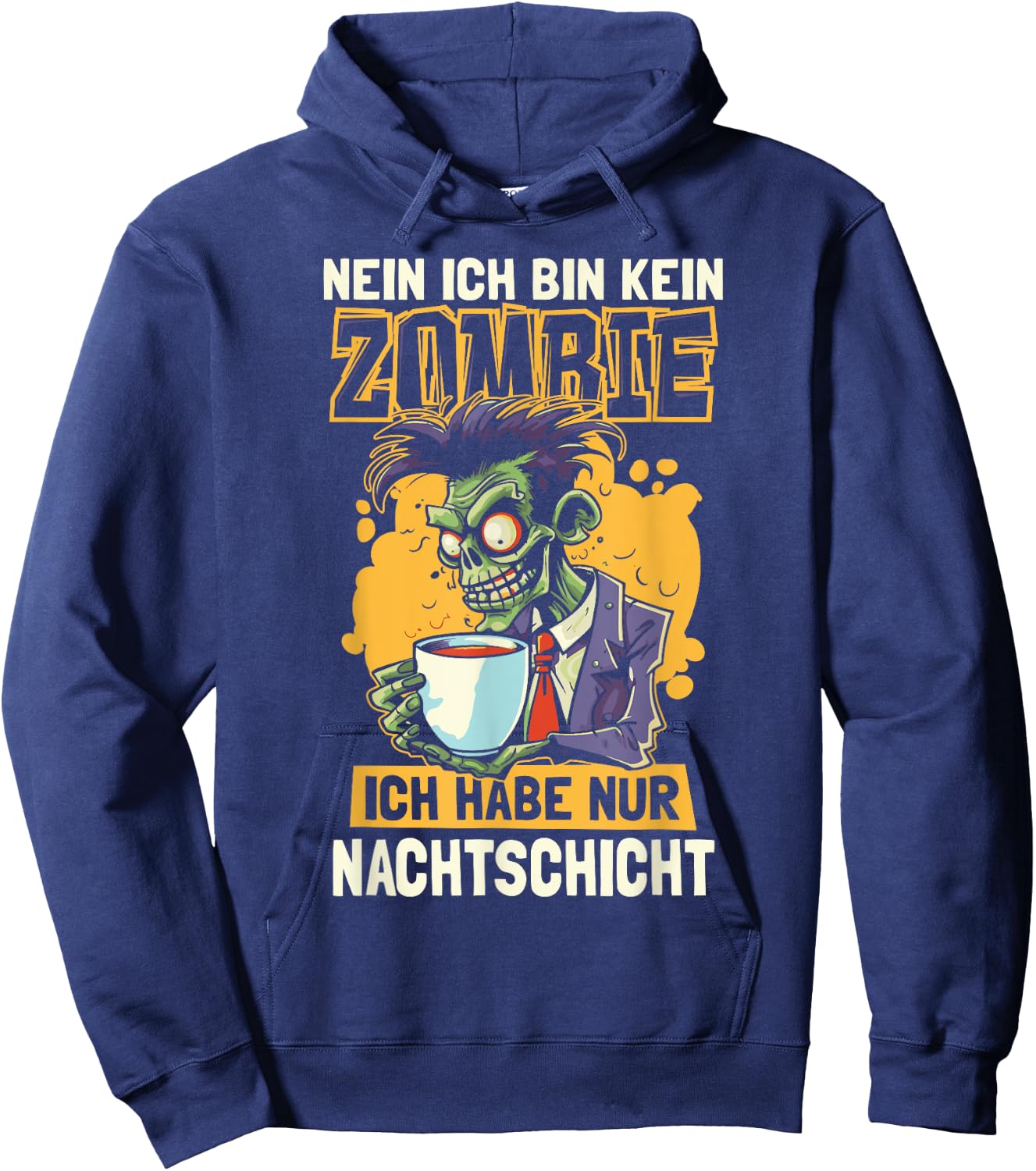 Funny Night Service Night Shift Worker Zombie , black Hoodie - Hoodie | Navy