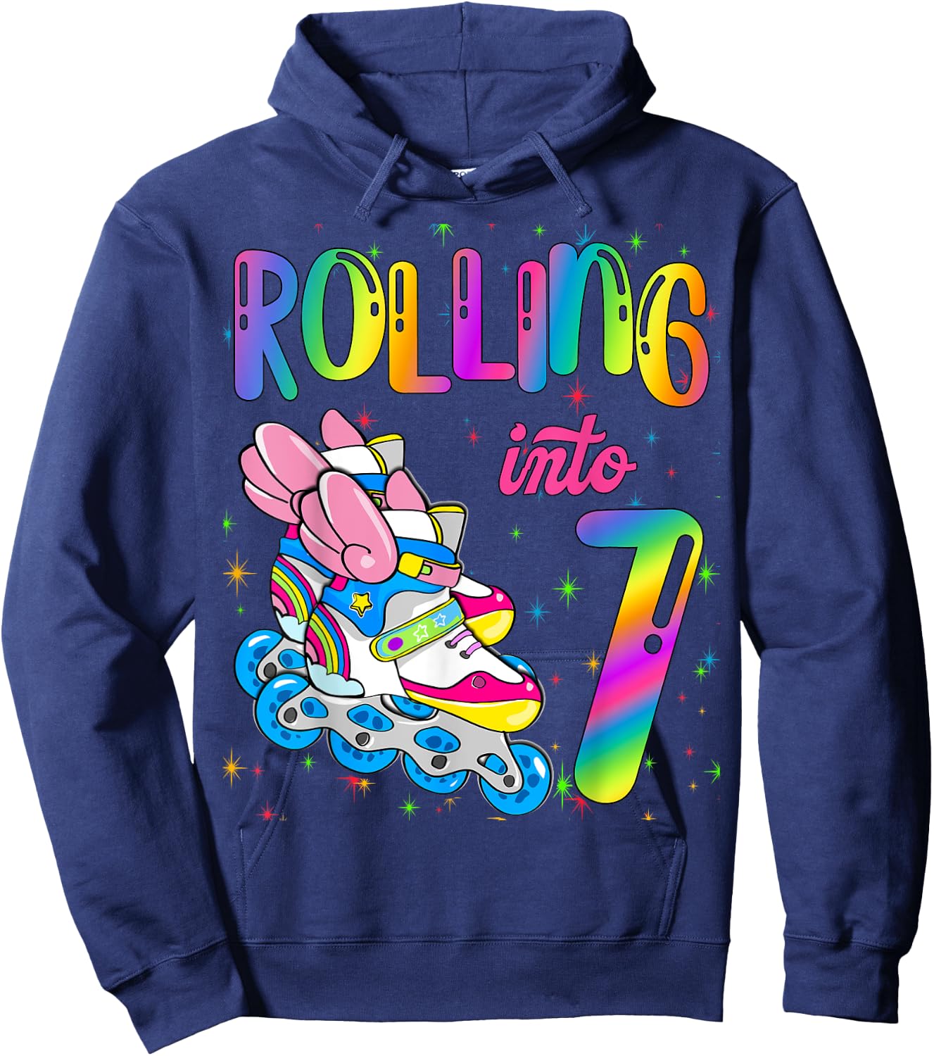 Rolling Into 7 years Let's Roll I'm Turning 7 Roller Skate Hoodie - Hoodie | Navy