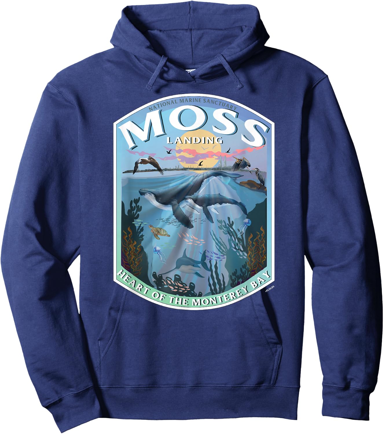 Moss Landing California Monterey Heart of the Bay Souvenir Hoodie - Hoodie | Navy