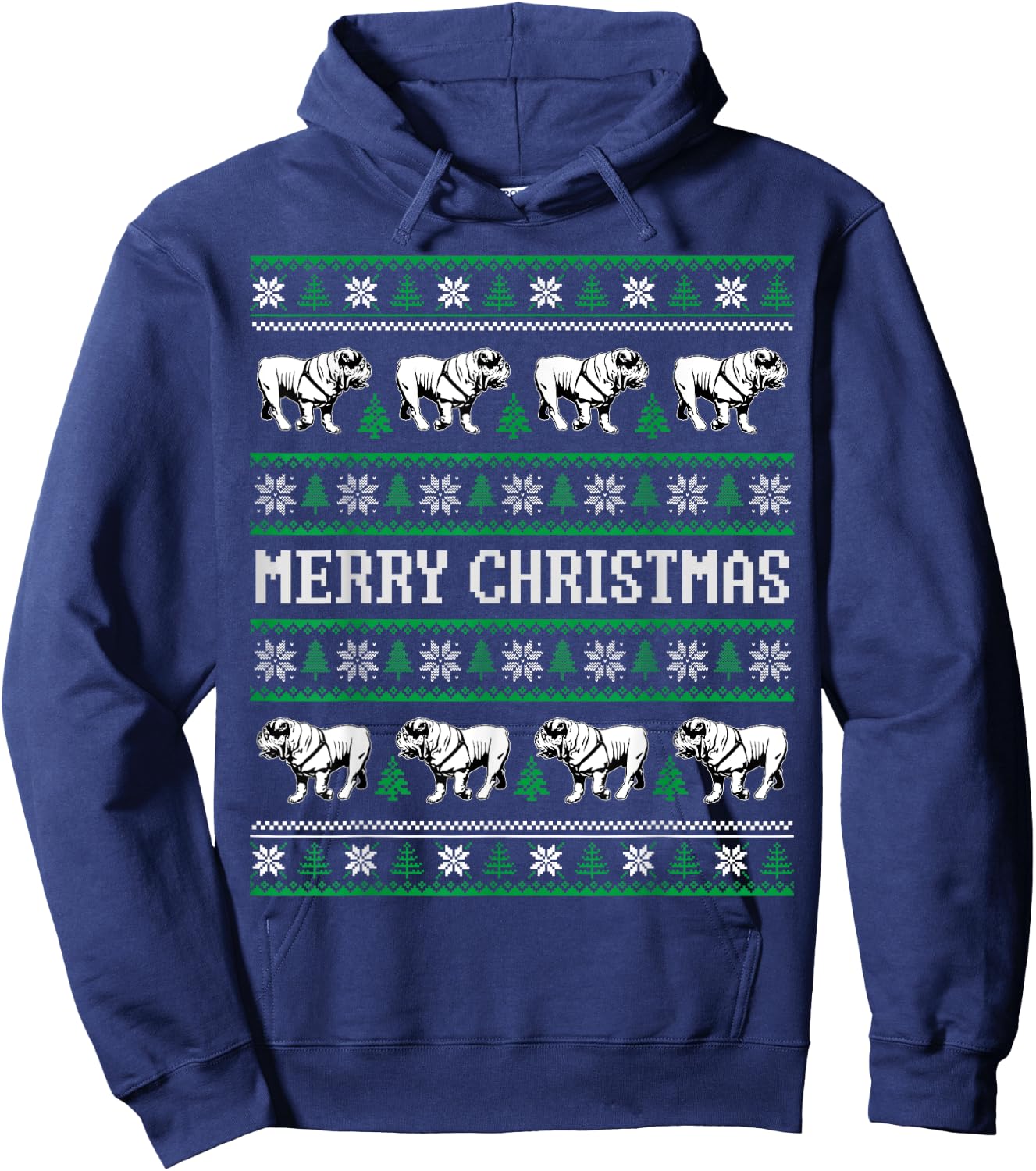 Ugly Sweater English Bulldog Dog Christmas Dog Lover Xmas Men Women Kids Hoodie - Hoodie | Navy