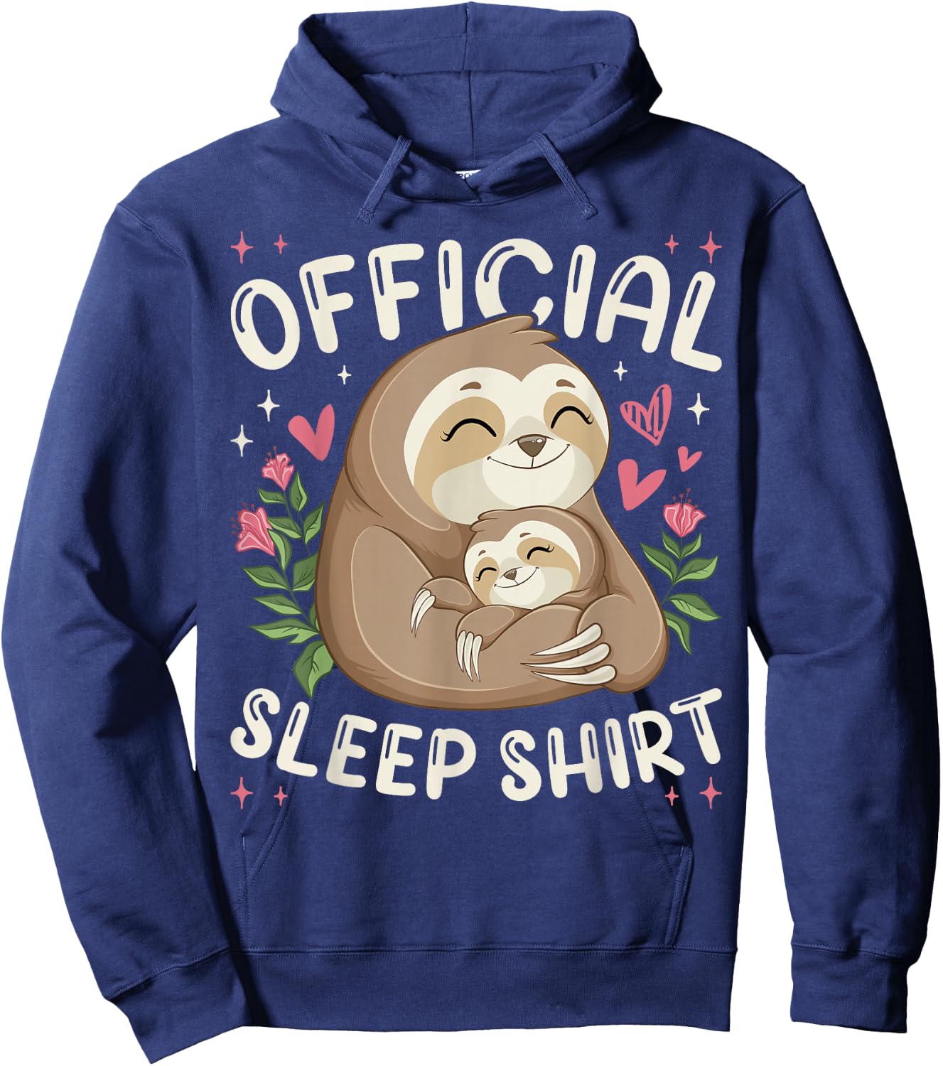 Official Sleep Shirt, Sleeping Sloth with Baby Hoodie - Hoodie | Navy