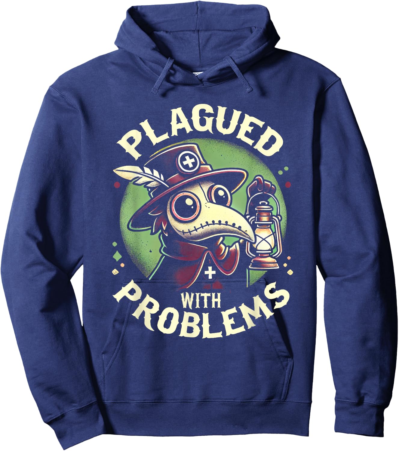 Plagued With Problems Gothic Occult Pestheiler Plague Doctor Hoodie - Hoodie | Navy