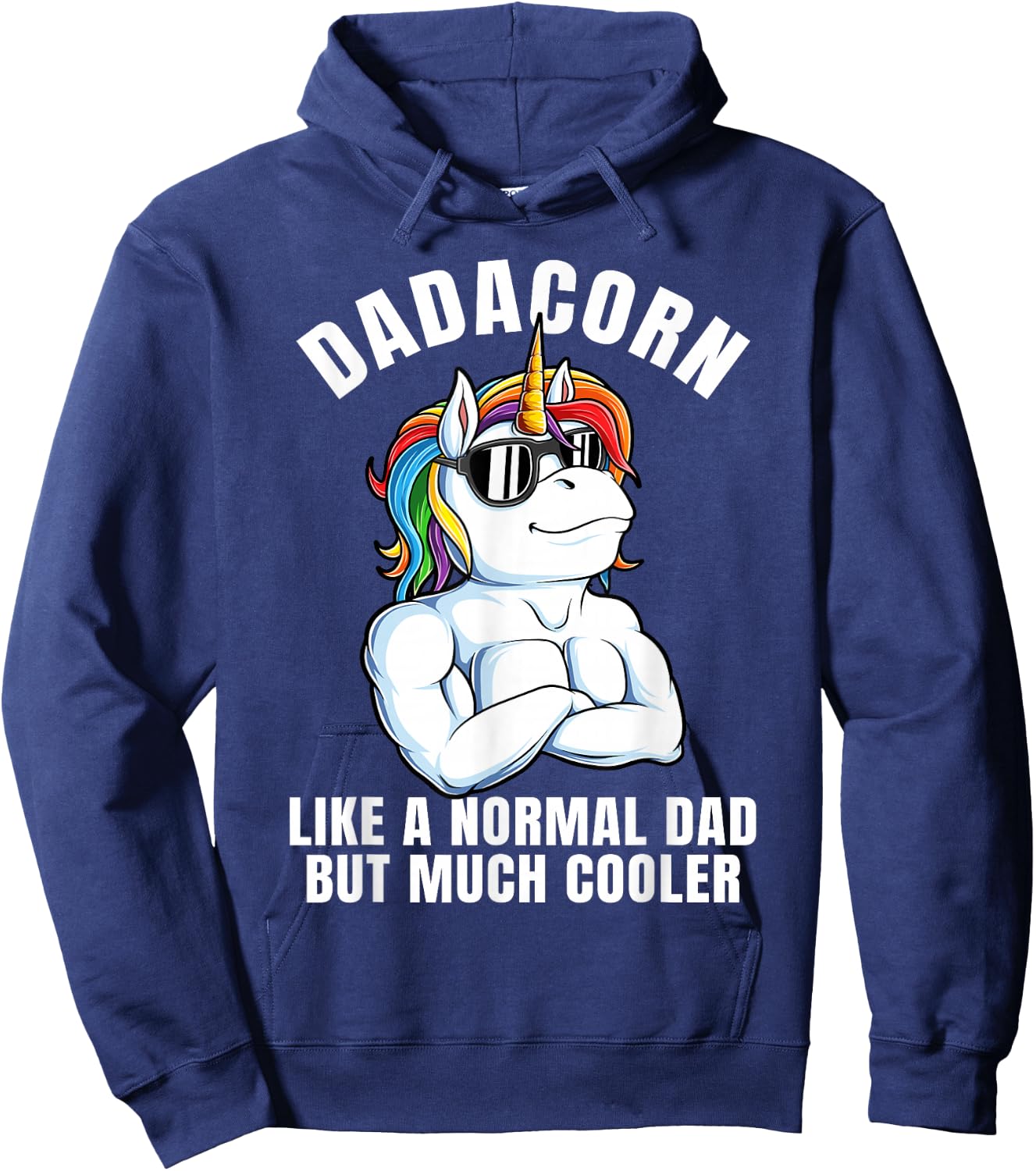 Dadacorn Cool Rainbow Dad Unicorn Costume Hoodie - Hoodie | Navy