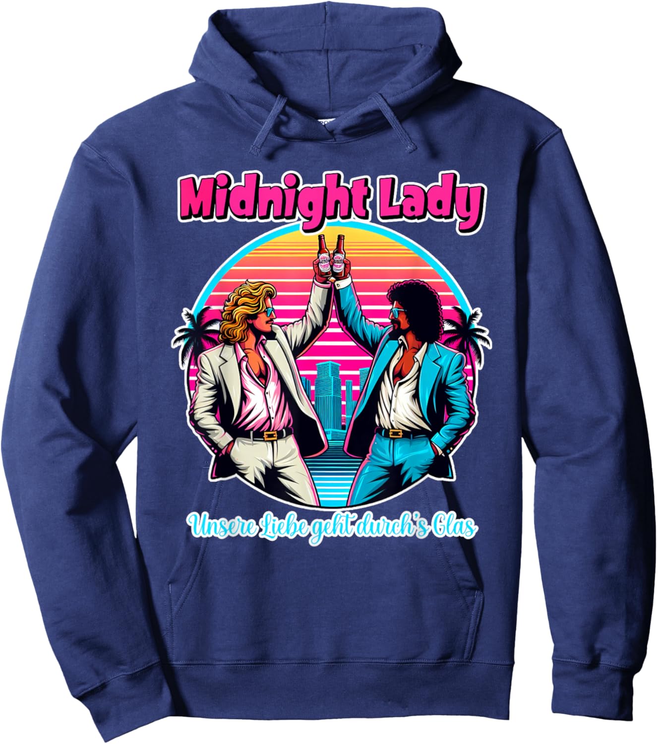 Midnight Lady, Malle Party, Buffalo, 80s Party, Malle Song , black Hoodie - Hoodie | Navy