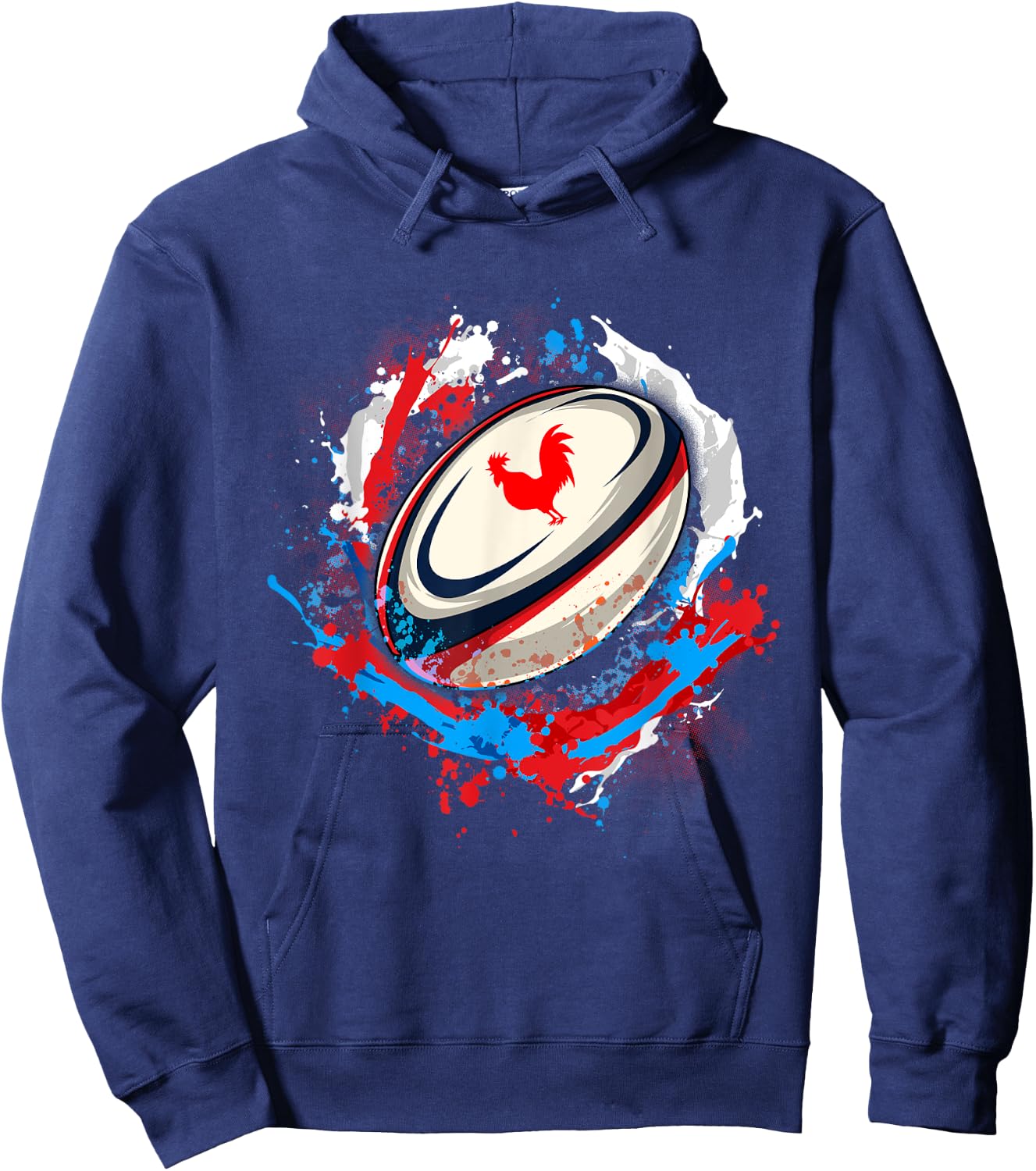 Rugby Shirt Player Child Man Flag Rooster Men Women , Black, S Hoodie - Hoodie | Navy