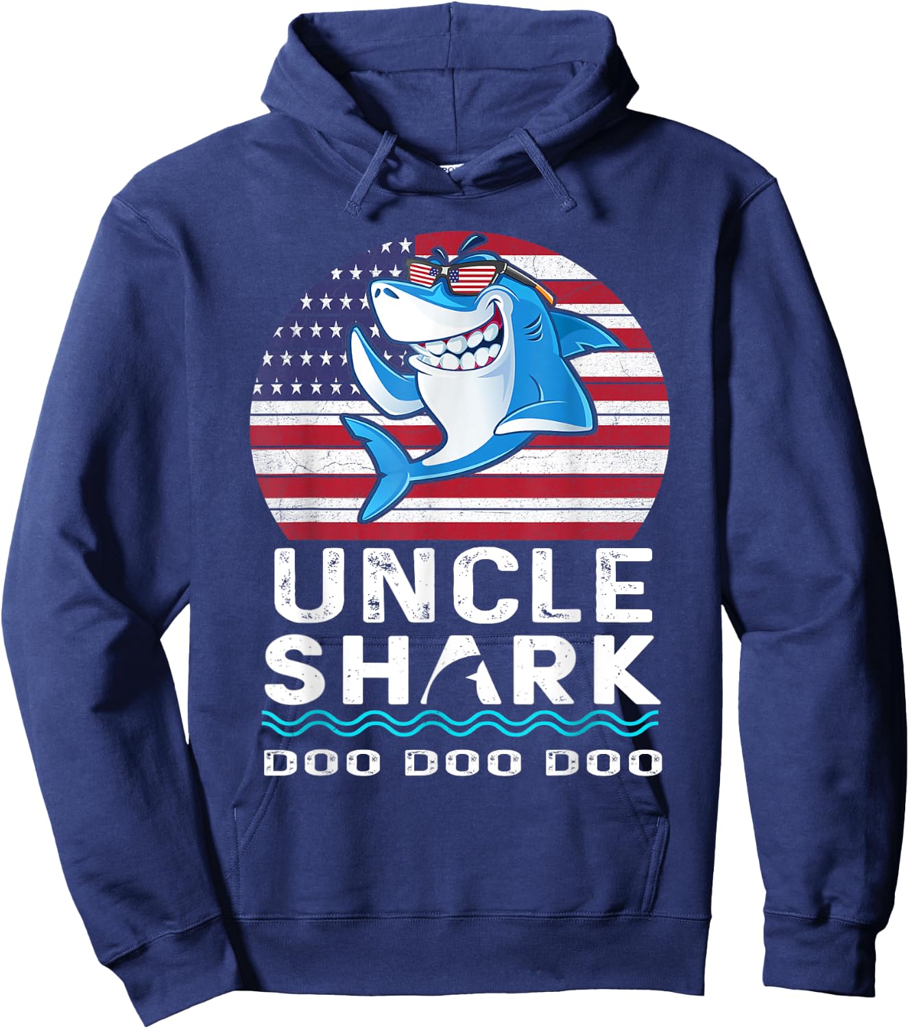 Uncle Shark Shirt Fathers Day Gift From Wife Son Daughter Hoodie - Hoodie | Navy