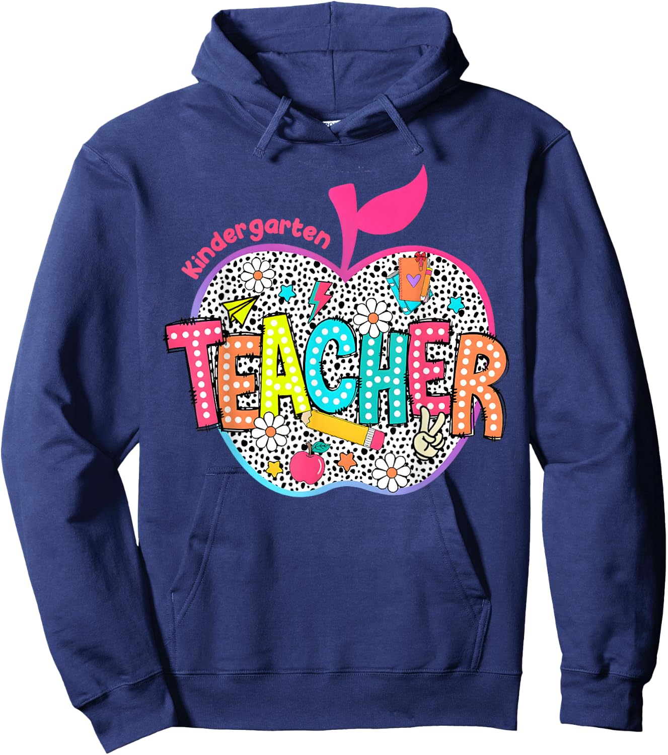 Kindergarten Teacher Retro Groovy Style Back To School Hoodie - Hoodie | Navy