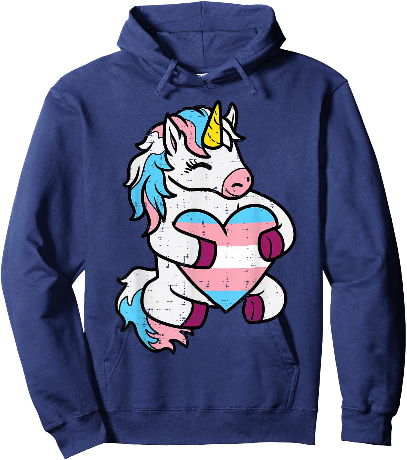 Trans Unicorn Heart Transgender Pride Flag Lgbt Women Girls Hoodie - Hoodie | Navy