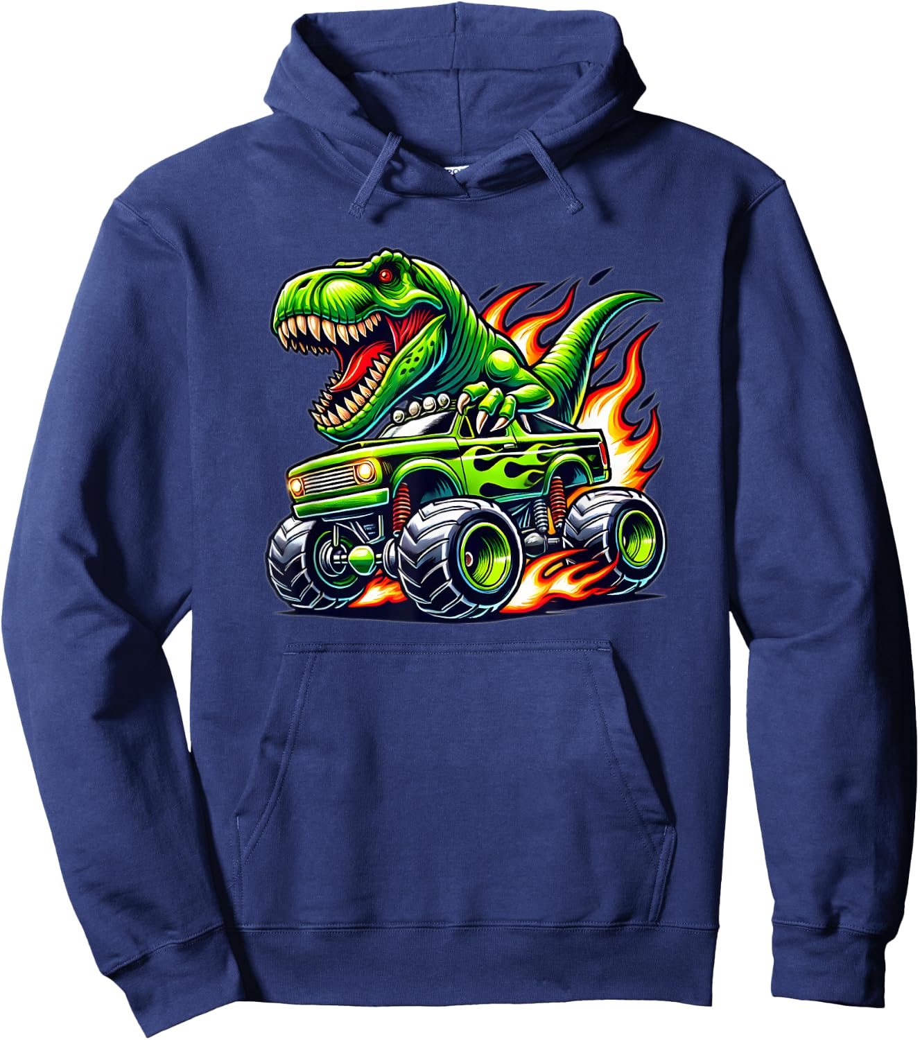Monster Truck Dinosaur Birthday Party Monster Truck Boy Hoodie - Hoodie | Navy