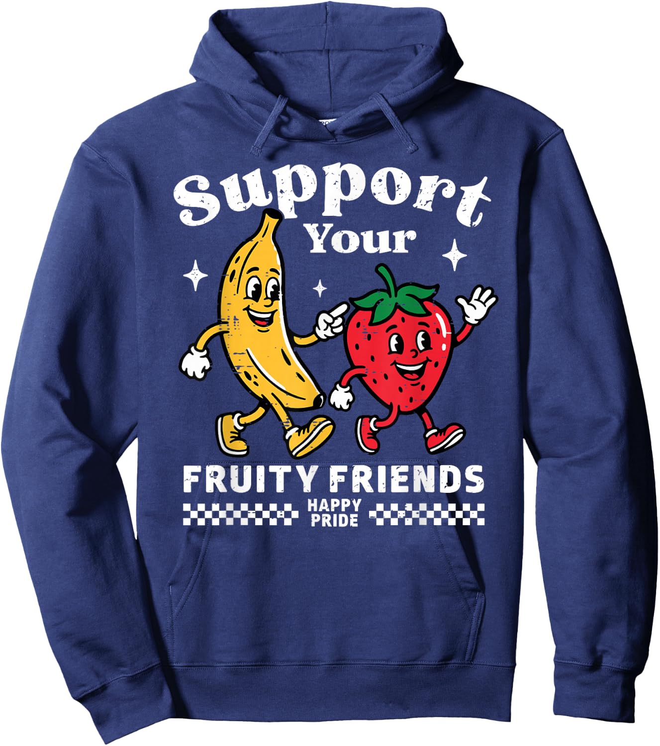 Support Your Fruity Friends Gay Pride Month LGBTQ Fruit Ally Hoodie - Hoodie | Navy