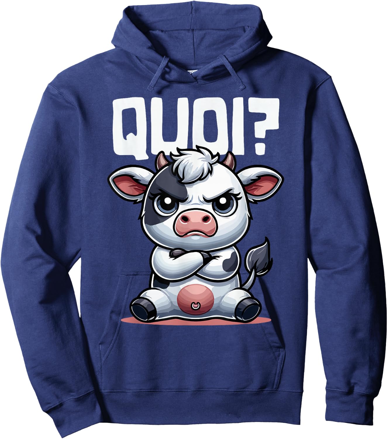 Funny Cow Woman Girl Boy Quoi Idea Cow Pattern , Black, S Hoodie - Hoodie | Navy