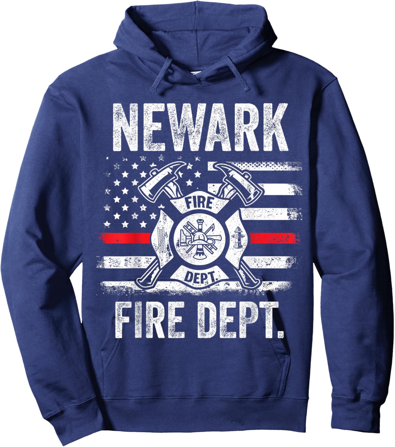 Newark Delaware Fire Department Thin Red Line Fireman Hoodie - Hoodie | Navy