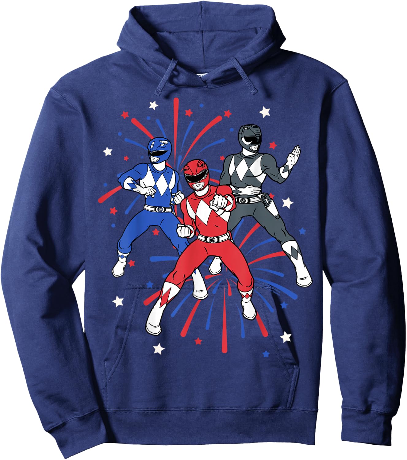Power Rangers 4th of July Mighty Morphin Rangers Fireworks Hoodie - Hoodie | Navy