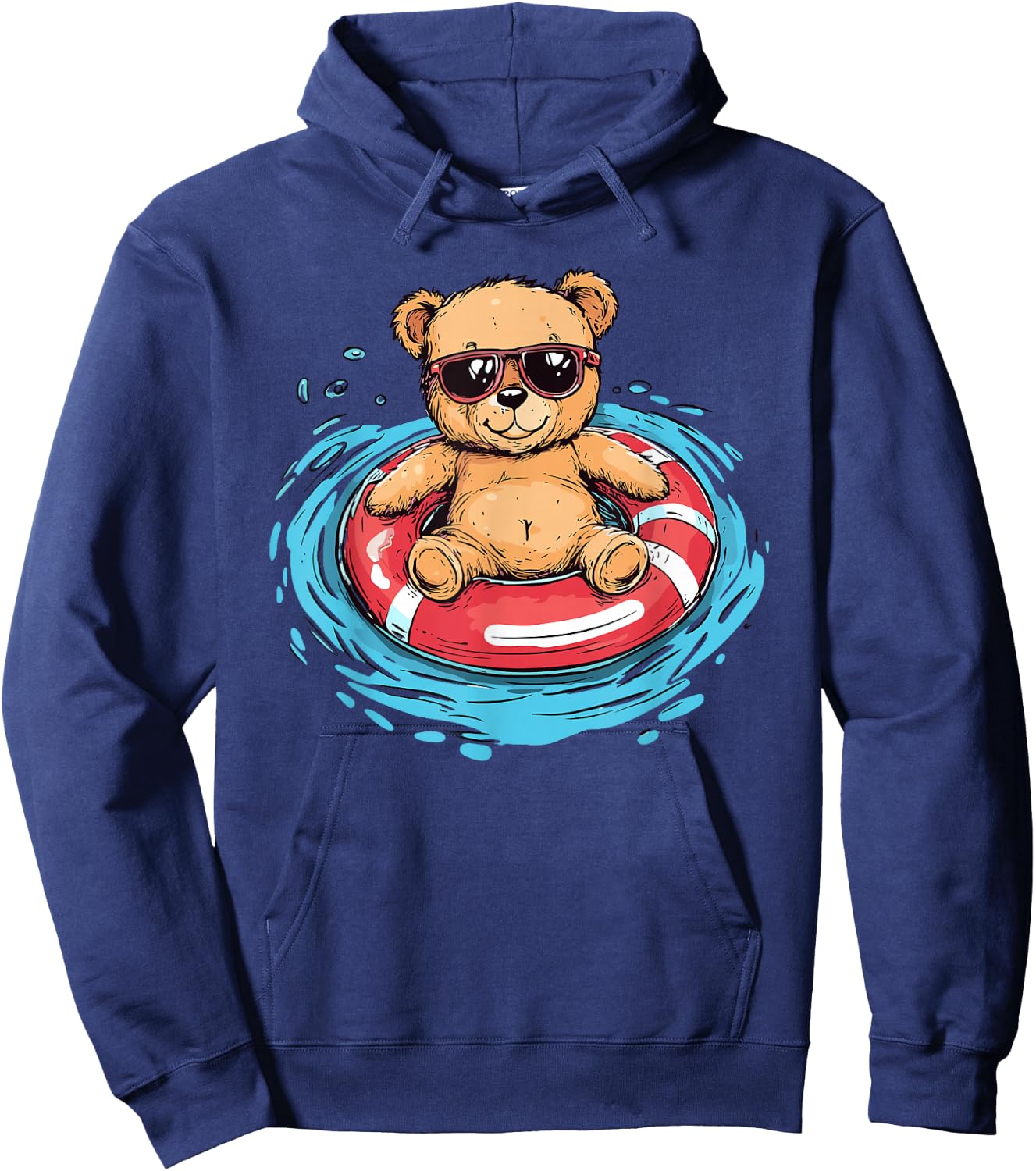 Chill Teddy Bear Pool Float Sunglasses Hoodie - Hoodie | Navy