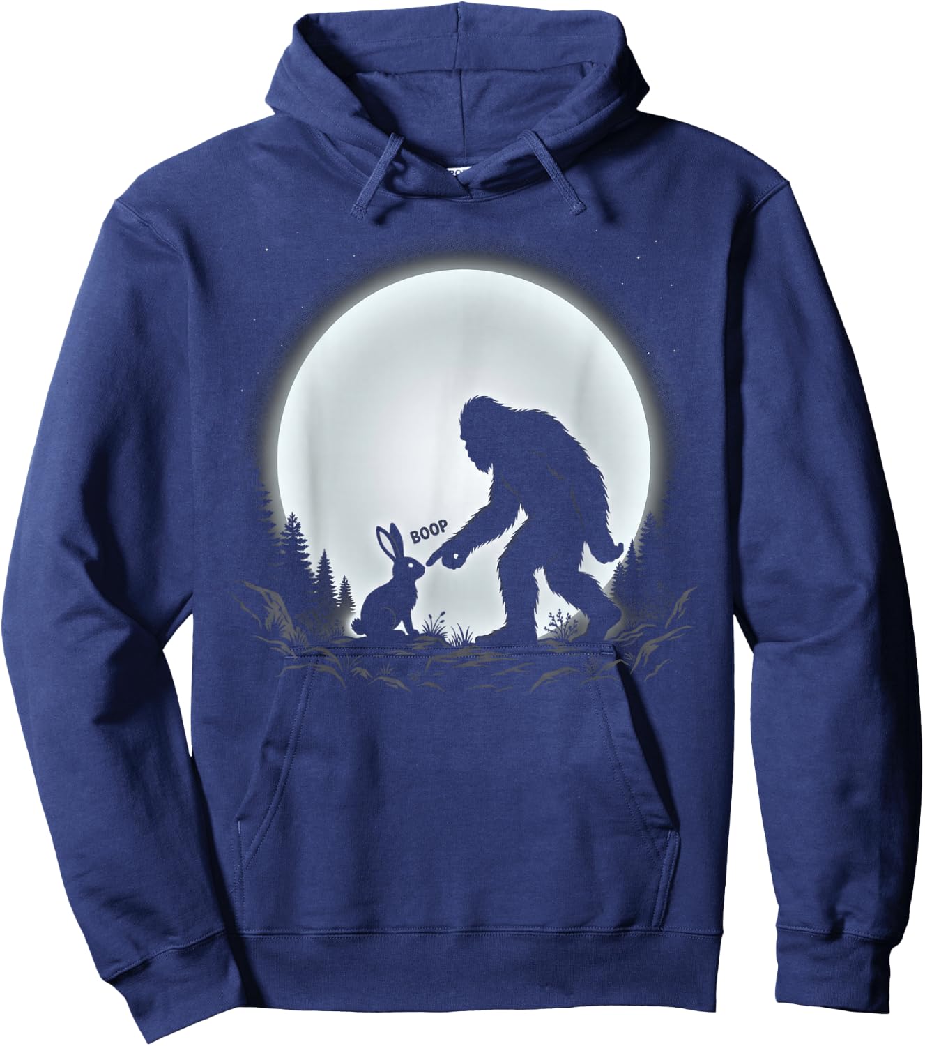Bigfoot Boop Bunny Funny Sasquatch Moon Rabbit Hoodie - Hoodie | Navy