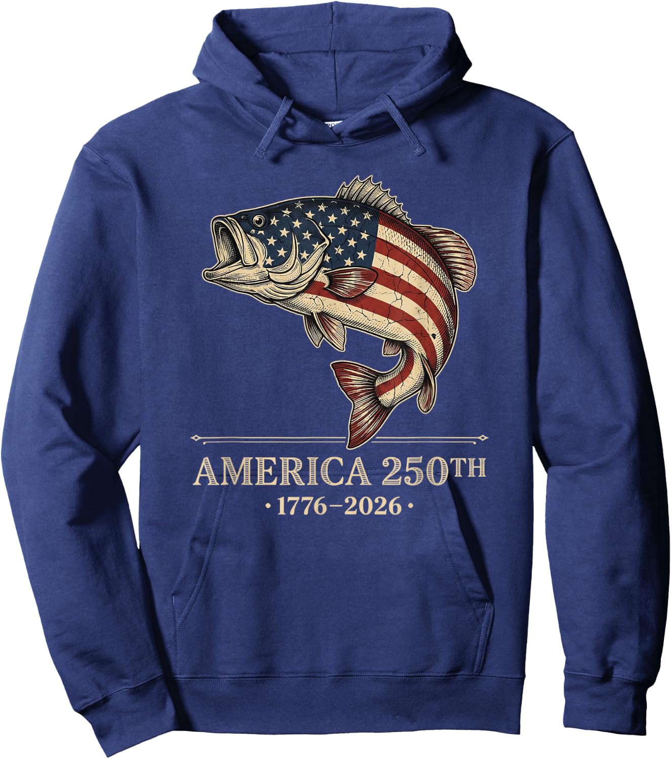 250 America Years 1776 2026 Fishing USA Flag 250th Birthday Hoodie - Hoodie | Navy