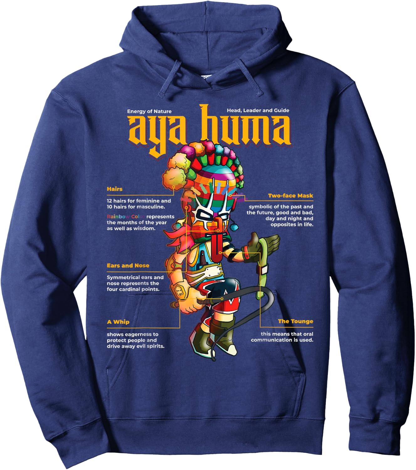 Festival Mask Spirit Head Aya Huma Energy of Nature Diablo Hoodie - Hoodie | Navy