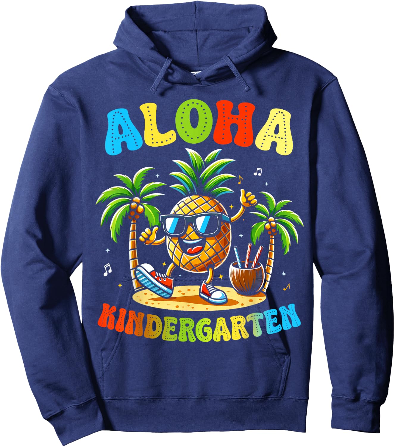 Funny Pinapple Beach Back To School Day Aloha Kindergarten Hoodie - Hoodie | Navy