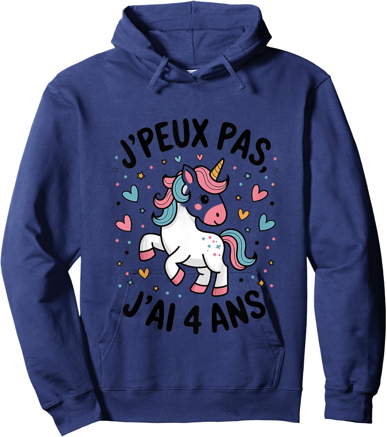 Enfant J'peux Pas J'ai 4 ans Unicorn Top Girl , white, 2 Hoodie - Hoodie | Navy