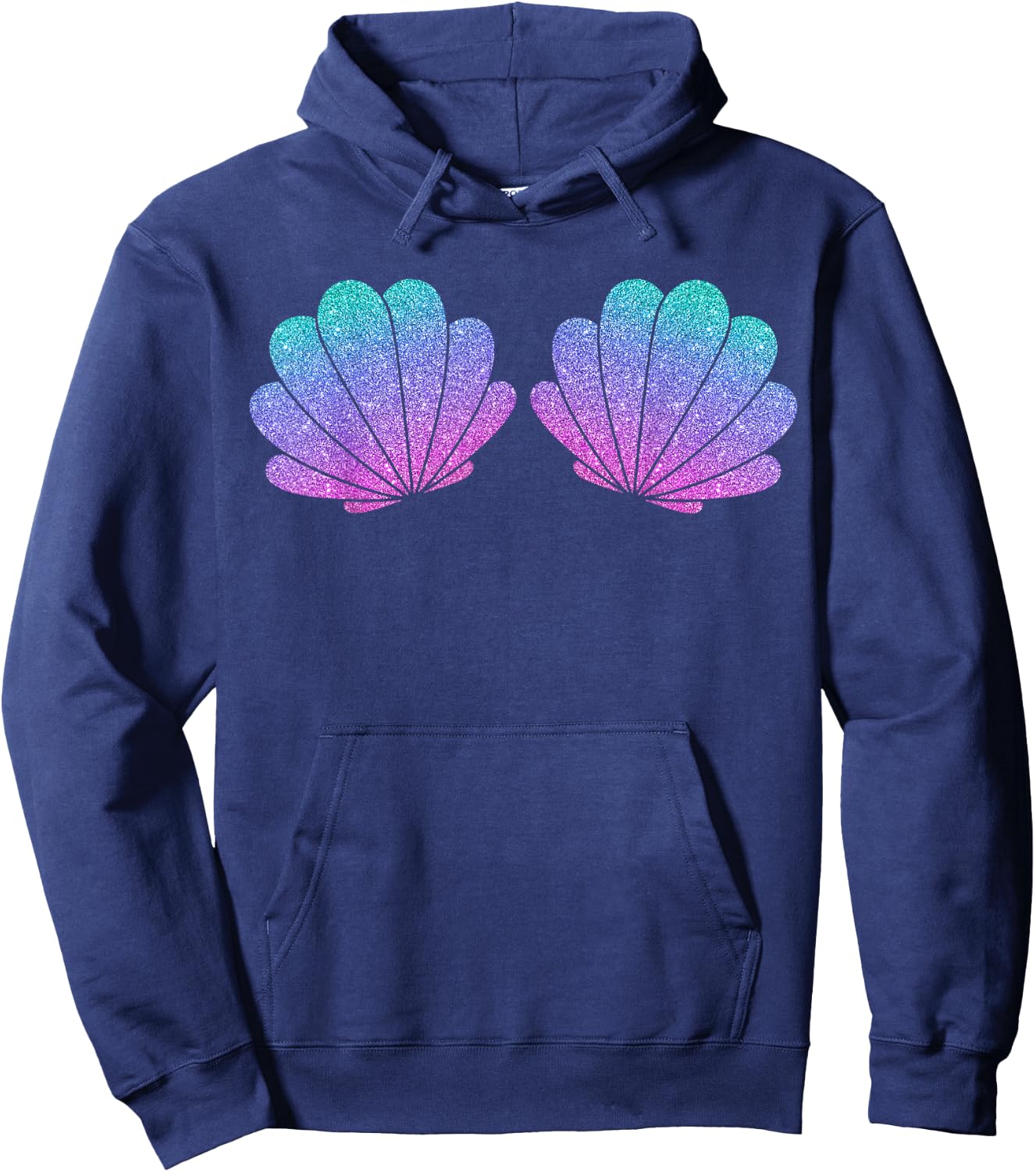 Shell Bra Mermaid Birthday Beach Party Halloween Costume , black Hoodie - Hoodie | Navy