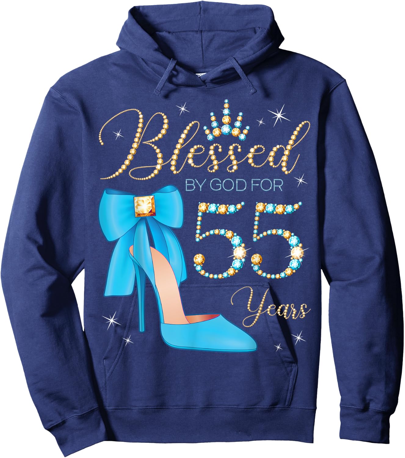 Blessed By God For 55 Years Old 55th Birthday Party Queen Hoodie - Hoodie | Navy