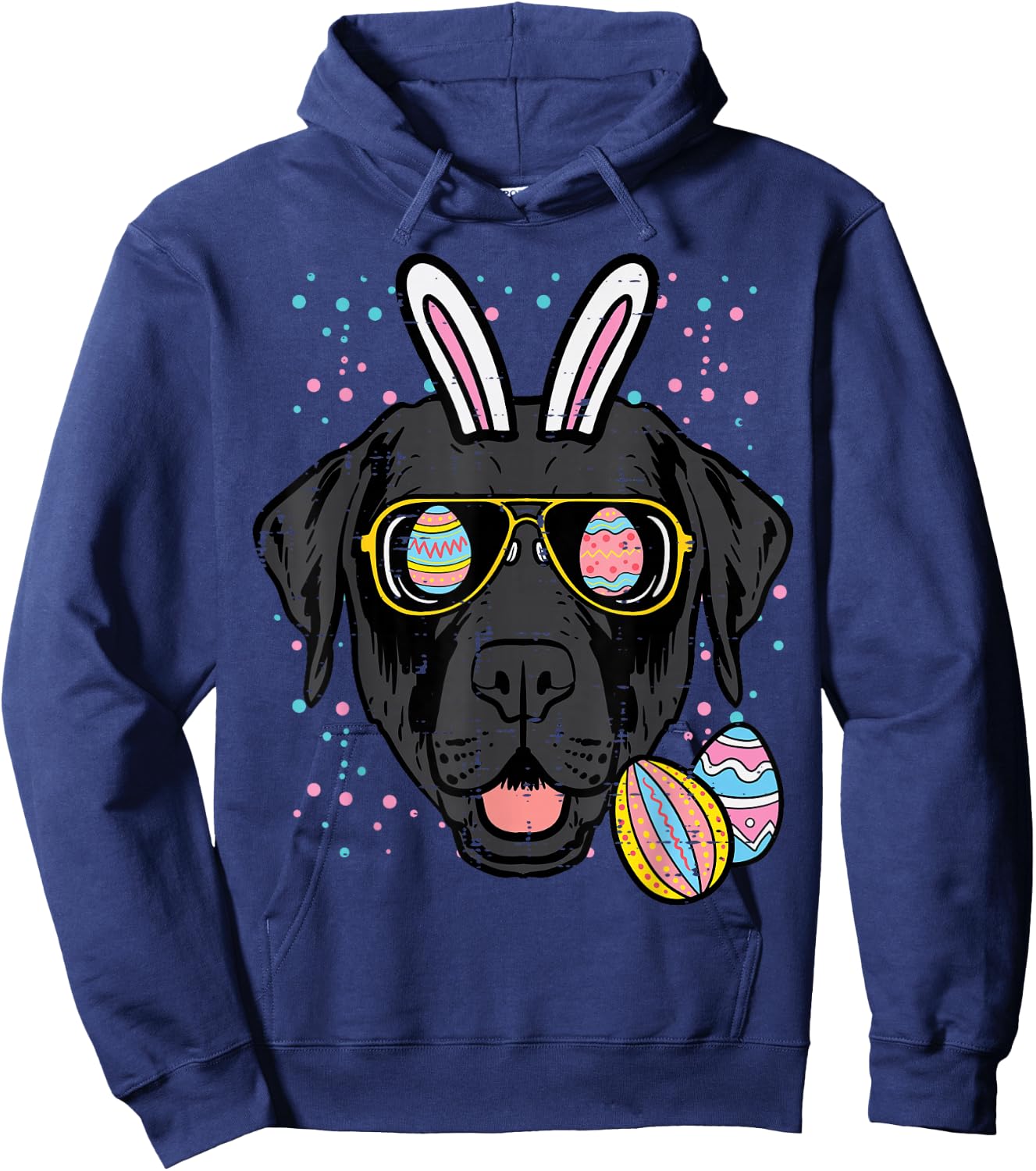 Easter Bunny Black Labrador Face Dog Lover Men Women Kids Hoodie - Hoodie | Navy