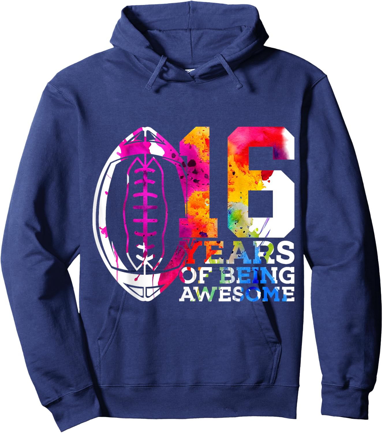16 Years of Being Awesome Football 16th Birthday Hoodie - Hoodie | Navy