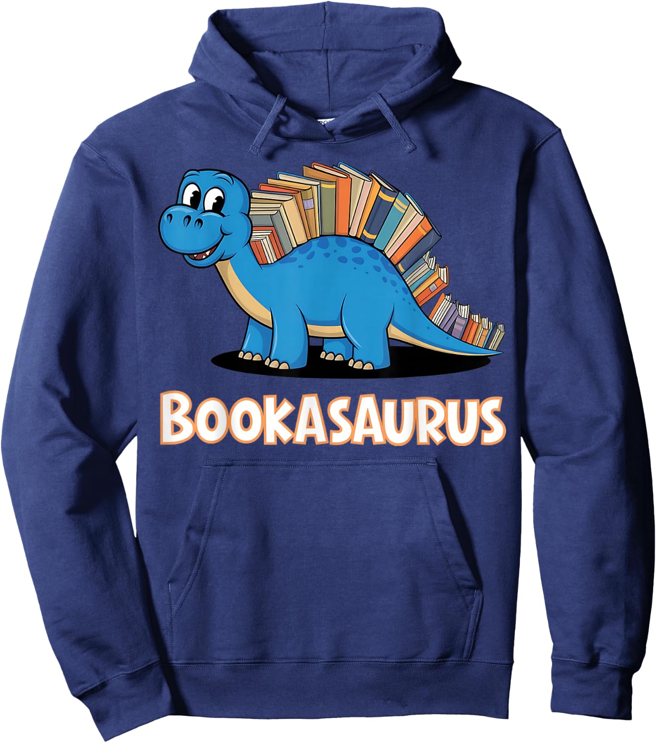 Bookasaurus Funny Kids Dinosaur Reading Pun Hoodie - Hoodie | Navy