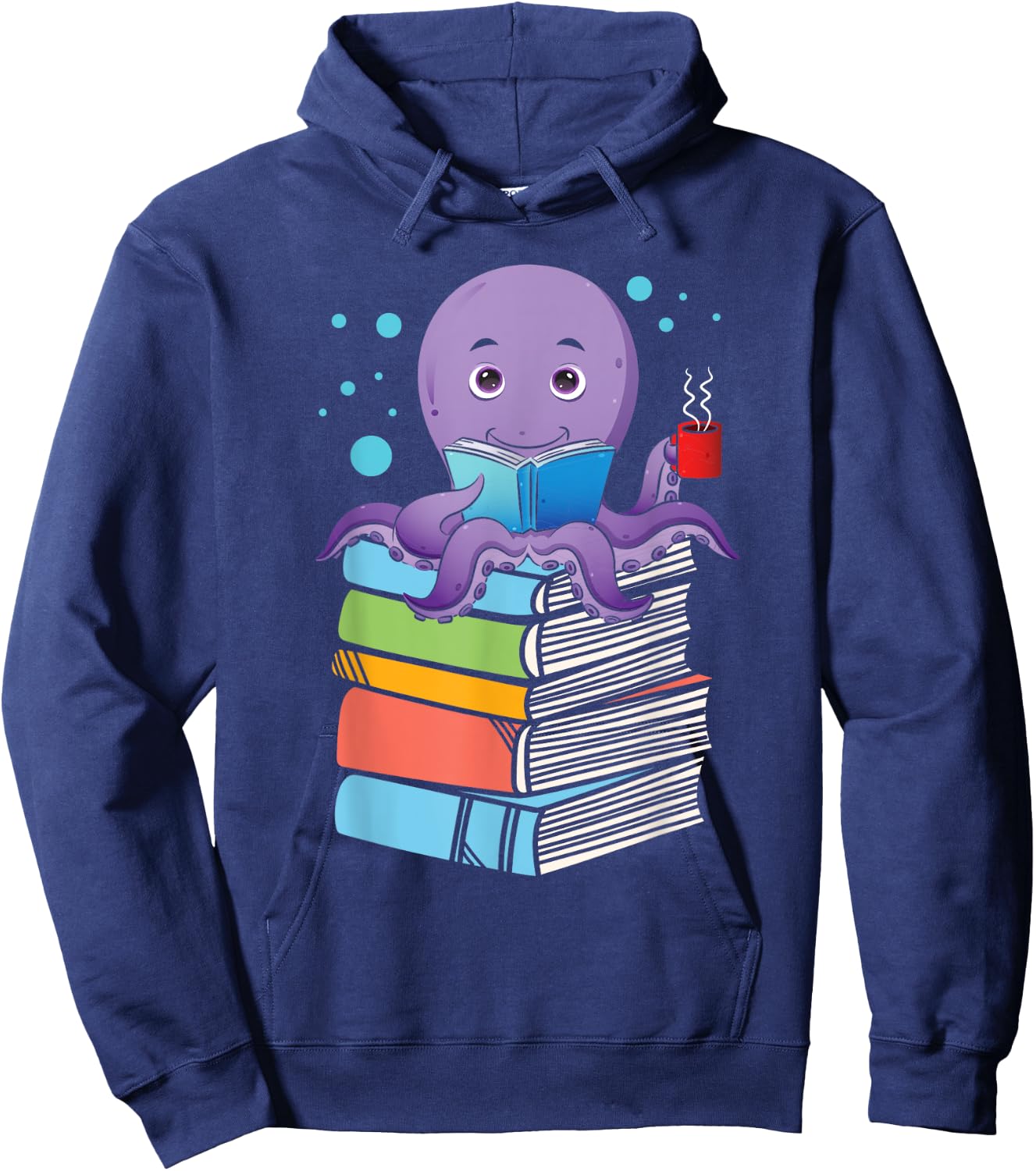 Octopus Lover Book Reader - Bookworm Librarian Sea Animal Hoodie - Hoodie | Navy