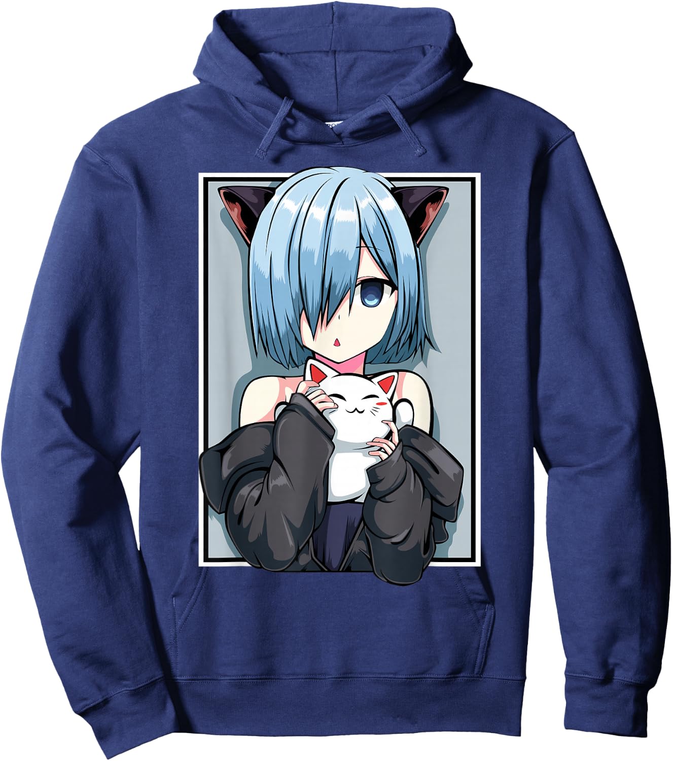 Anime Girl Neko Catgirl Pastel Kawaii Cat Manga Japan Lover Hoodie - Hoodie | Navy