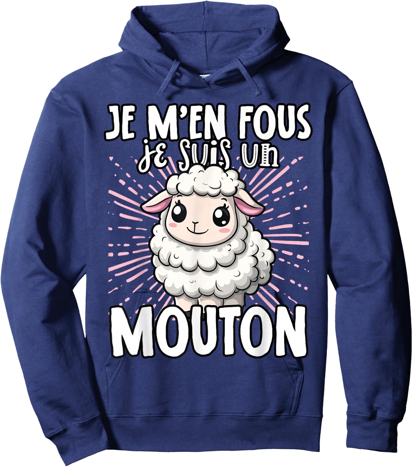 Je M'en Fous Je Suis Un Mouton Mouton Mignon , Black, S Hoodie - Hoodie | Navy