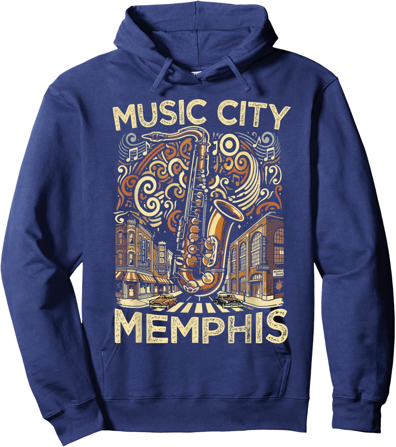 Music City Memphis Souvenir Men Women Tennessee Memphis Hoodie - Hoodie | Navy